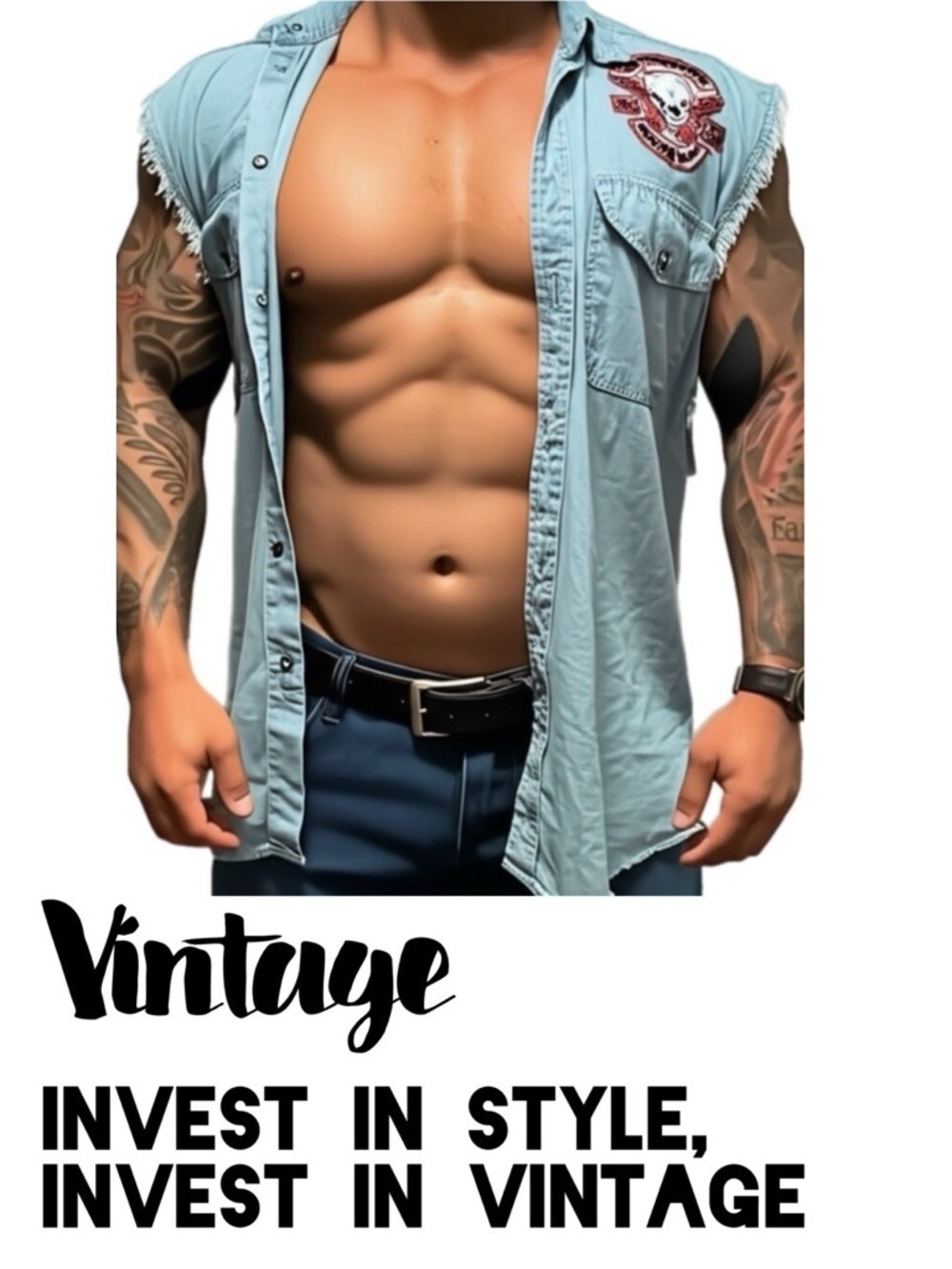 Vintage BIKERSEDGE 2010 OCTOBERFEST BIKE-WEEK SLEEVELESS BUTTON-DOWN in XXL